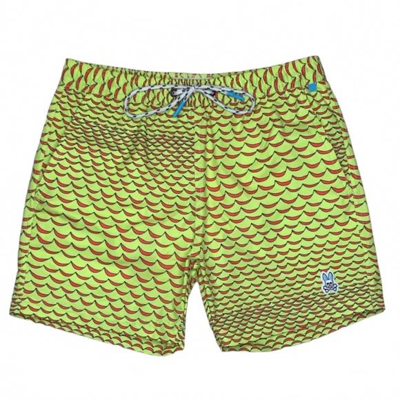 NEW PSYCHO BUNNY men's haines pull on swim trunks in yellow